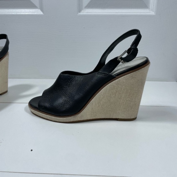 I State Genna Black Leather Upper Wedged Sandals - Picture 12 of 17